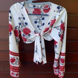 LF floral Tie front top
